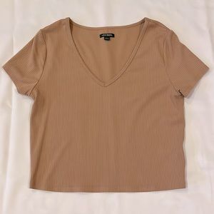 wild fable, large fits like a medium, tan, v neck